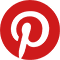 Pinterest logo in red inside a gray circle.