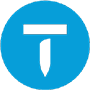 White thumbtack icon centered inside a blue circle background.