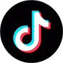 TikTok app logo with a stylized music note in cyan, pink, and white on black background.